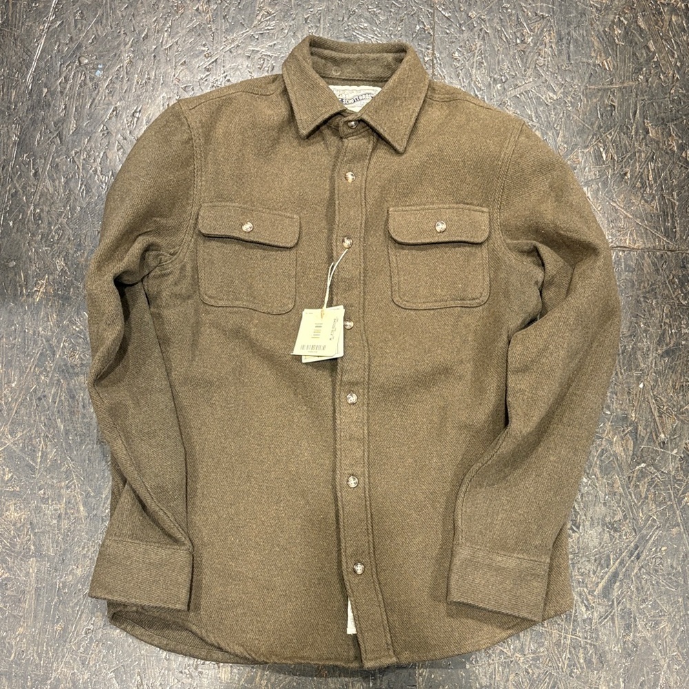 Men's Schott Olive Brown Wool-Blend Shirt Jacket